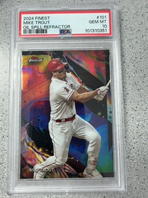 2023 Topps Finest Mike Trout Oil Spill Refractor PSA 10 — front